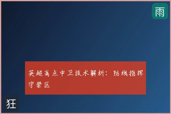 英超高点中卫技术解析：防线指挥守禁区